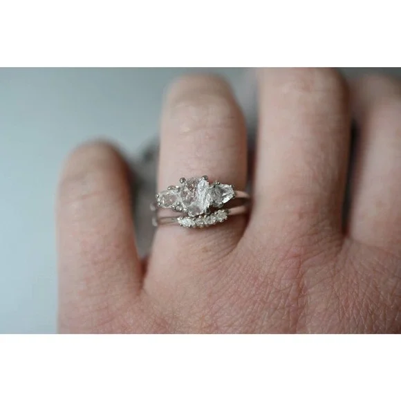 COPY - Engagement ring set, raw diamond ring raw stone ring alternative …